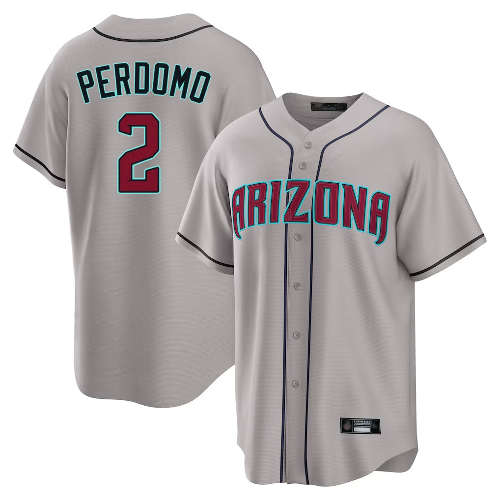 Friene A.Diamondbacks #2 Geraldo Perdomo Player Gray Road Home Game Stitched Jerseys