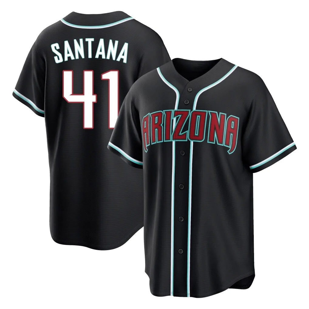 Friene A.Diamondbacks #41 Carlos Santana Player Black Home Game Stitched Jerseys
