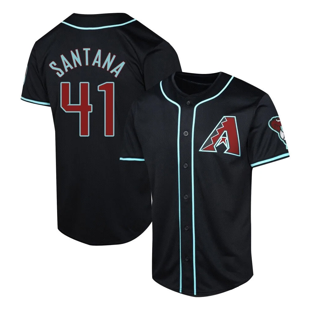 Friene A.Diamondbacks #41 Carlos Santana Player Black Limited Home Game Stitched Jerseys