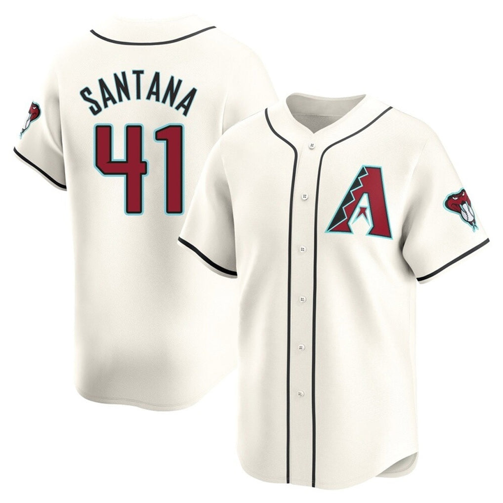 Friene A.Diamondbacks #41 Carlos Santana Player Cream Limited Home Game Stitched Jerseys