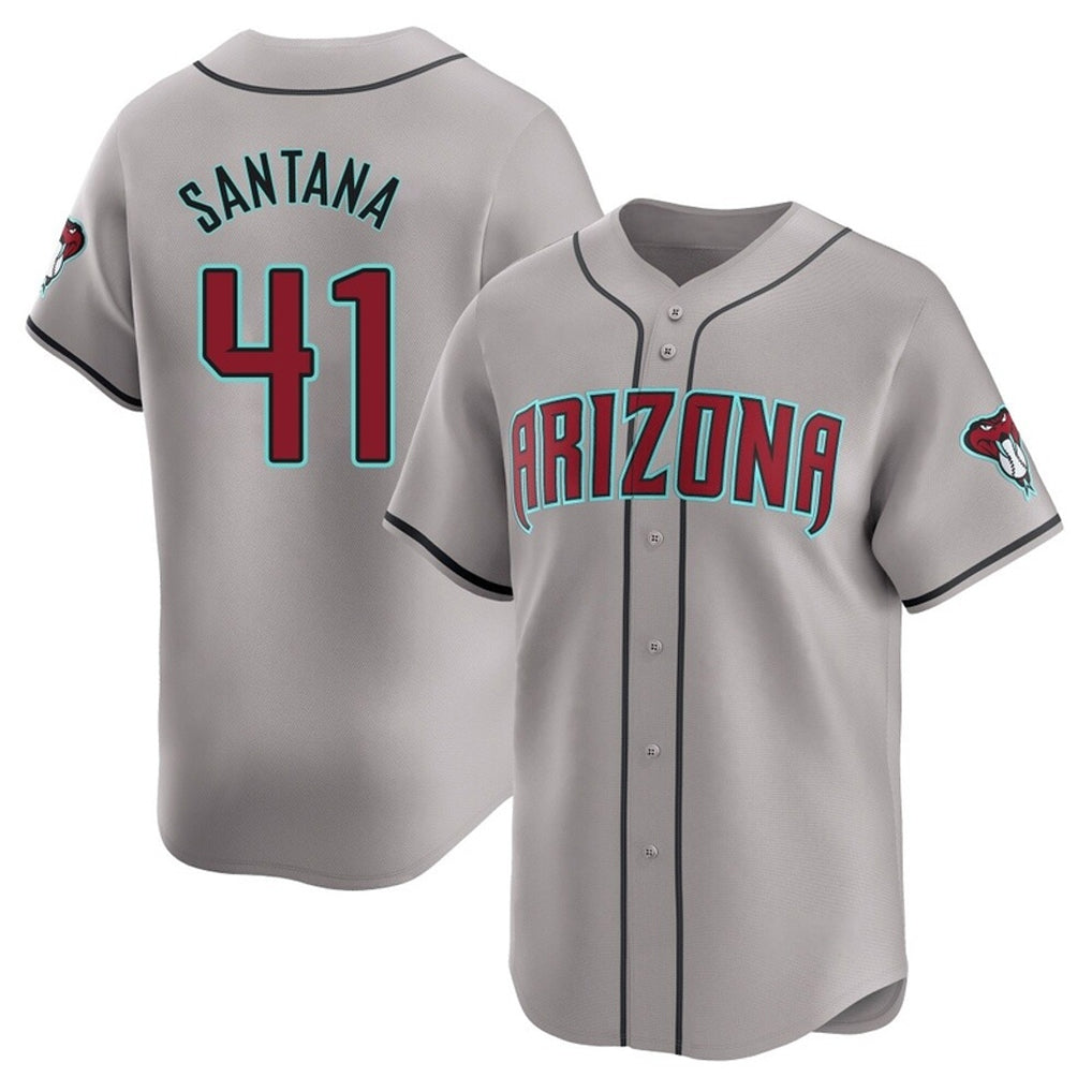 Friene A.Diamondbacks #41 Carlos Santana Player Gray Road Limited Home Game Stitched Jerseys