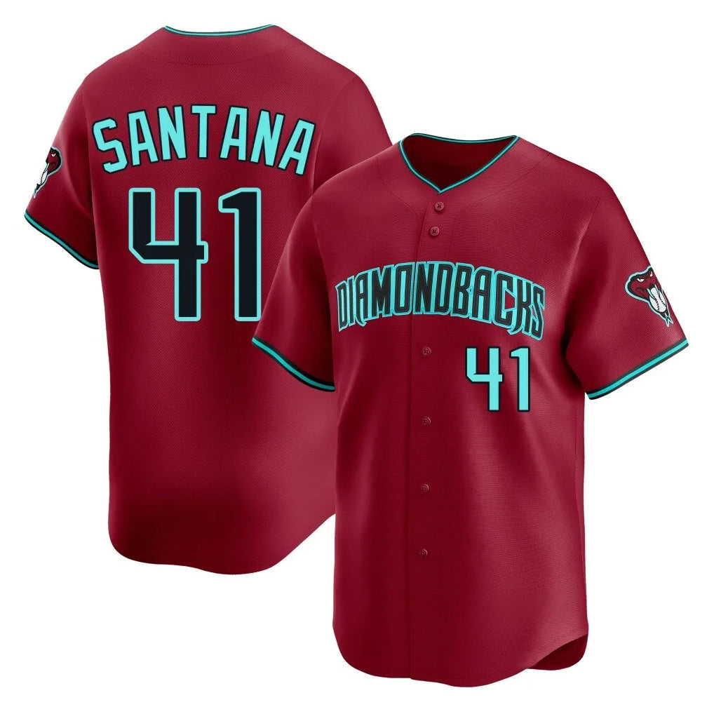 Friene A.Diamondbacks #41 Carlos Santana Player Red Limited Home Game Stitched Jerseys