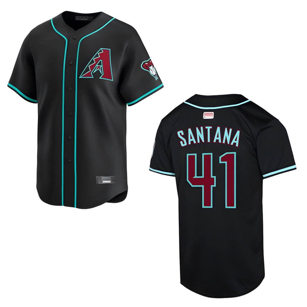Friene A.Diamondbacks #41 Carlos Santana Player Black Player game time Stitched Jerseys
