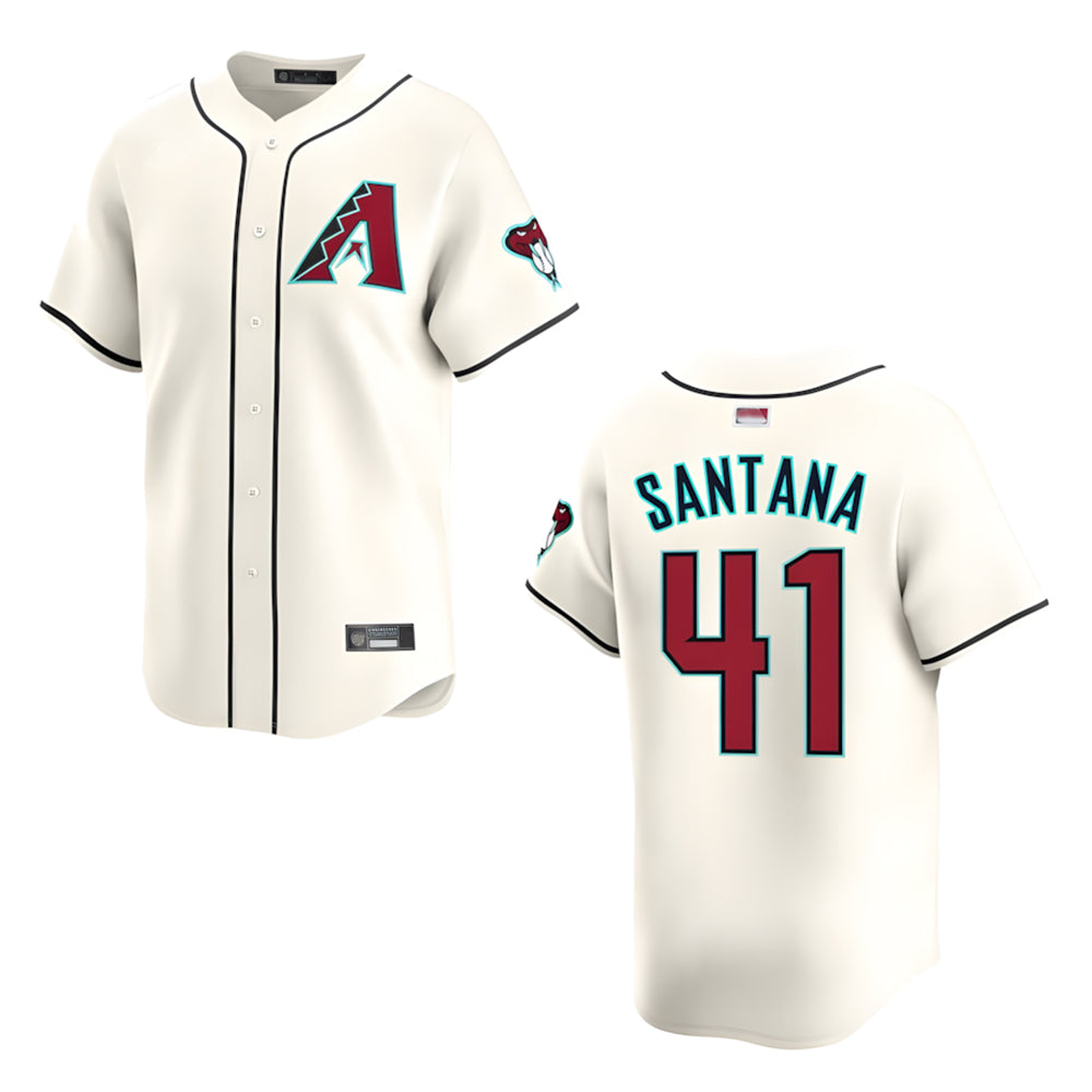 Friene A.Diamondbacks #41 Carlos Santana Player Cream game time Stitched Jerseys