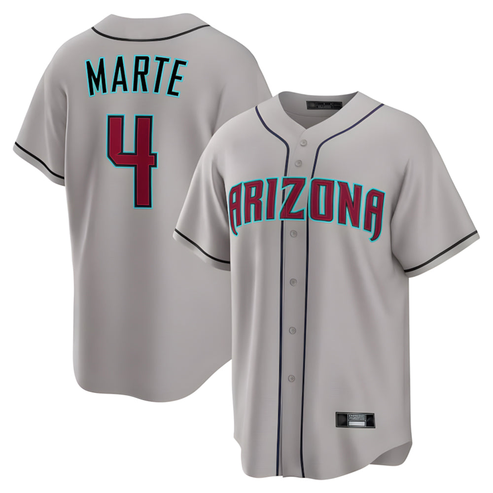Friene A.Diamondbacks #4 Ketel Marte Player Gray Road Home Game Stitched Jerseys