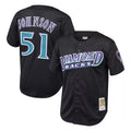 Friene A.Diamondbacks #51 Randy Johnson Player Black Mitchell & Ness Throwback Cooperstown Collection Mesh Limited Stitched Jerseys