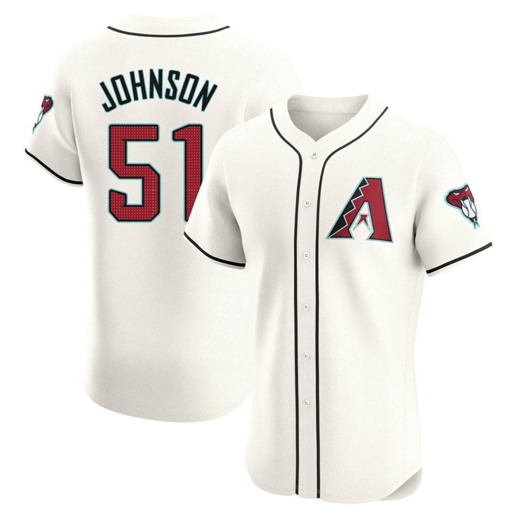 Friene A.Diamondbacks #51 Randy Johnson Player Cream Limited Elite Home Game Stitched Jerseys