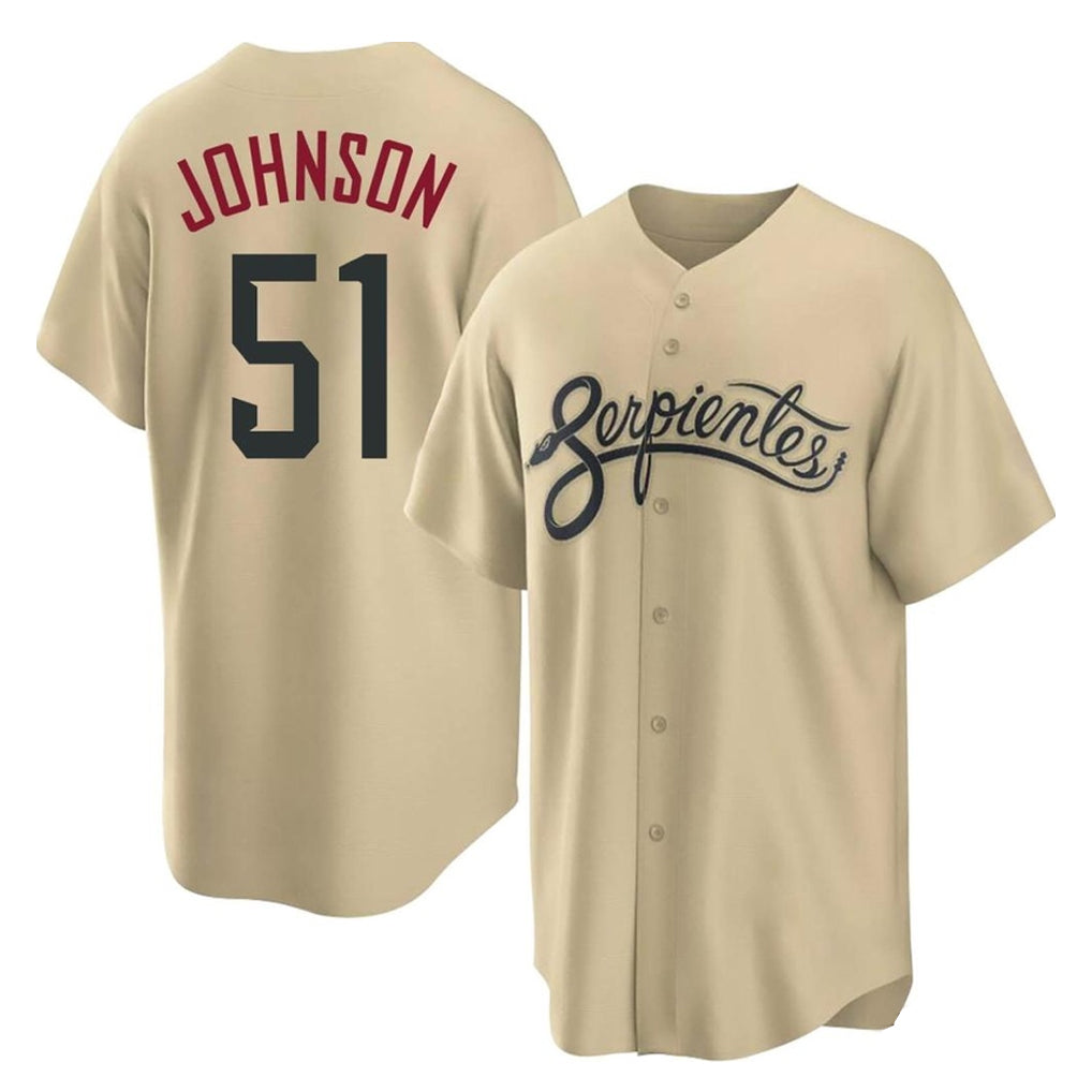 Friene A.Diamondbacks #51 Randy Johnson Player Tan City Connect Home Game Stitched Jerseys