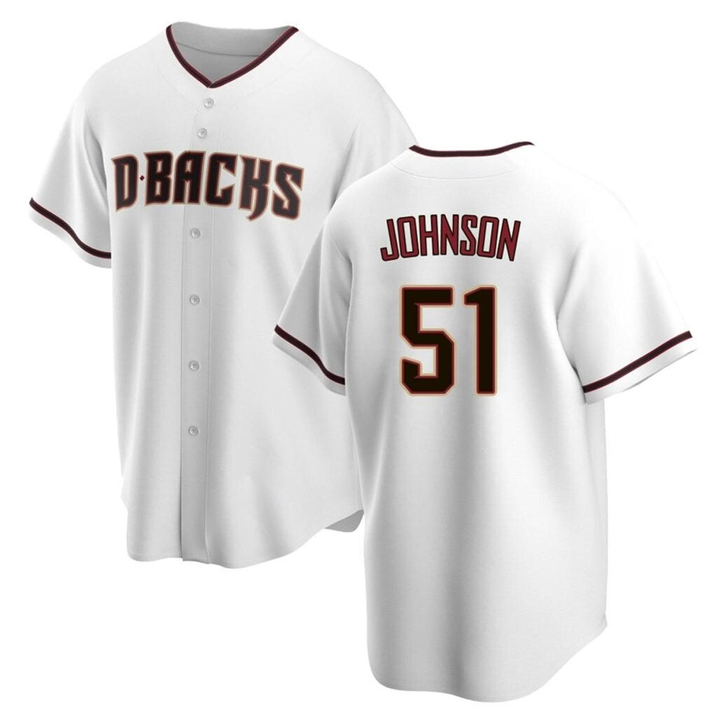 Friene A.Diamondbacks #51 Randy Johnson Player White Home Game Stitched Jerseys