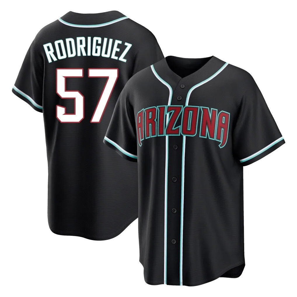 Friene A.Diamondbacks #57 Eduardo Rodriguez Player Black Home Game Stitched Jerseys