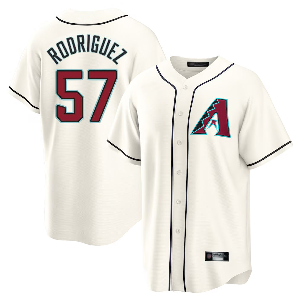 Friene A.Diamondbacks #57 Eduardo Rodriguez Player Cream Home Game Stitched Jerseys