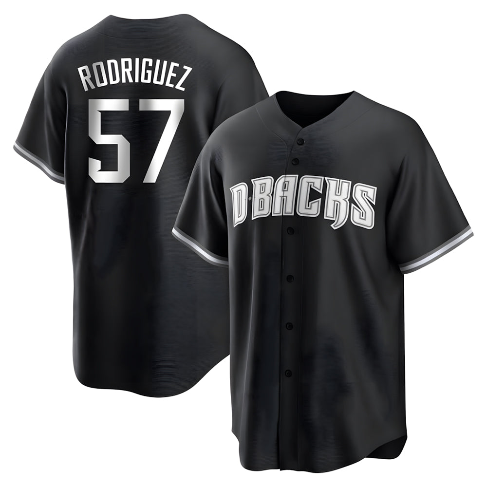 Friene A.Diamondbacks #57 Eduardo Rodriguez Player Black White Replica Alternate Stitched Jerseys