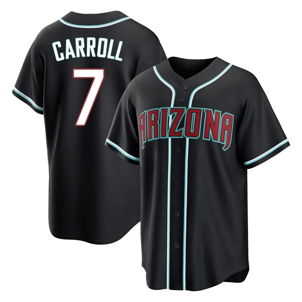 Friene A.Diamondbacks #7 Corbin Carroll Player Black Fashion Out Home Game Stitched Jerseys