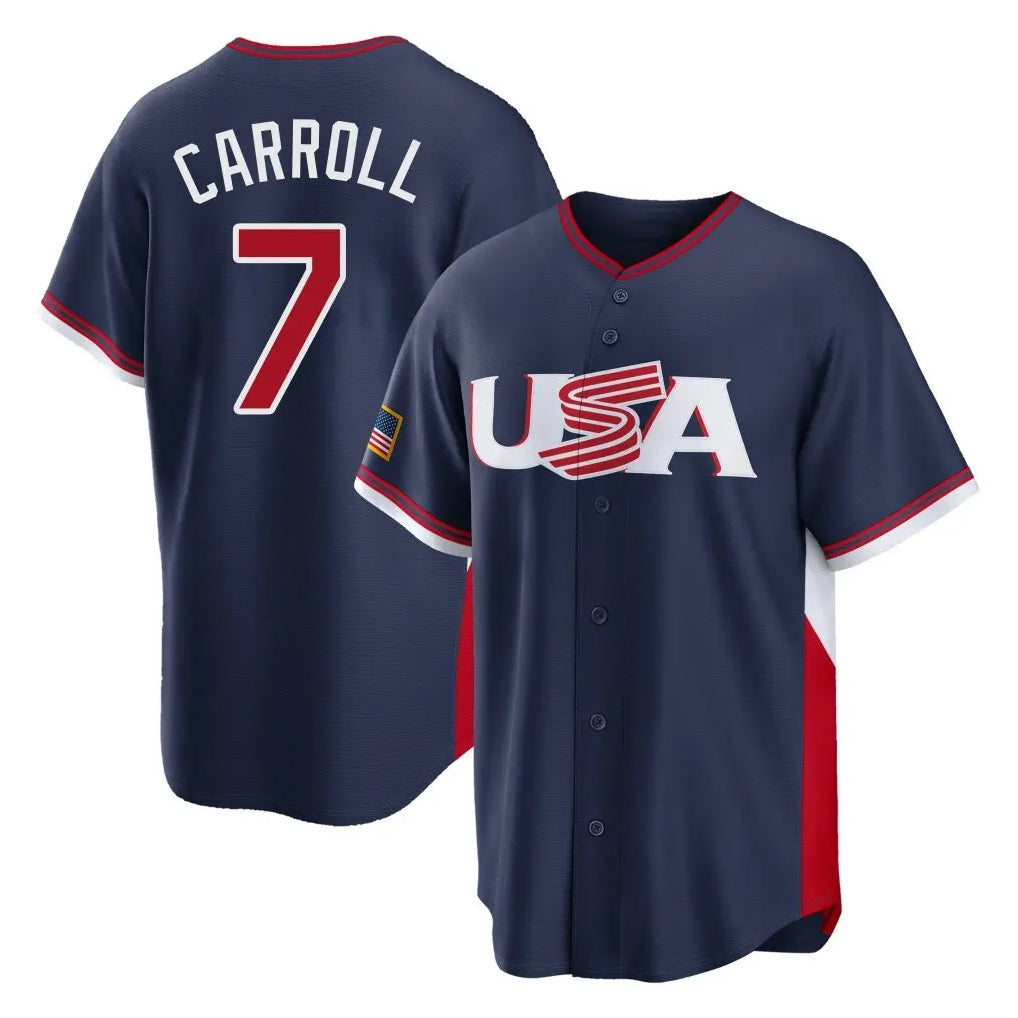 Friene A.Diamondbacks #7 Corbin Carroll Player Navy USA 2026 World Classic Home Game Stitched Jerseys