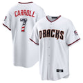 Friene A.Diamondbacks #7 Corbin Carroll Player White USA 250 Fourth of July Home Game Stitched Jerseys