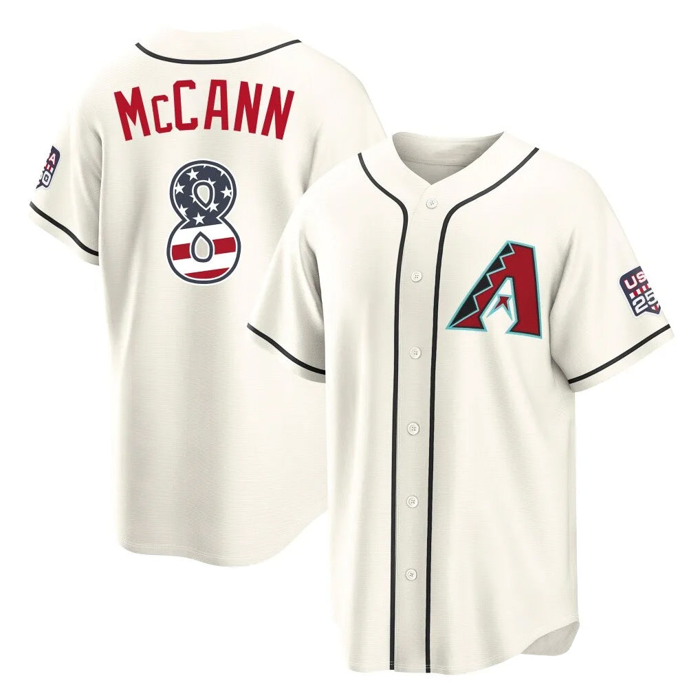Friene A.Diamondbacks #8 James McCann Player Cream USA 250 Fourth of July Home Game Stitched Jerseys