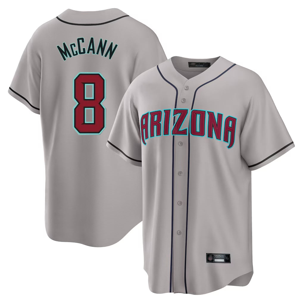 Friene A.Diamondbacks #8 James McCann Player Gray Road Home Game Stitched Jerseys