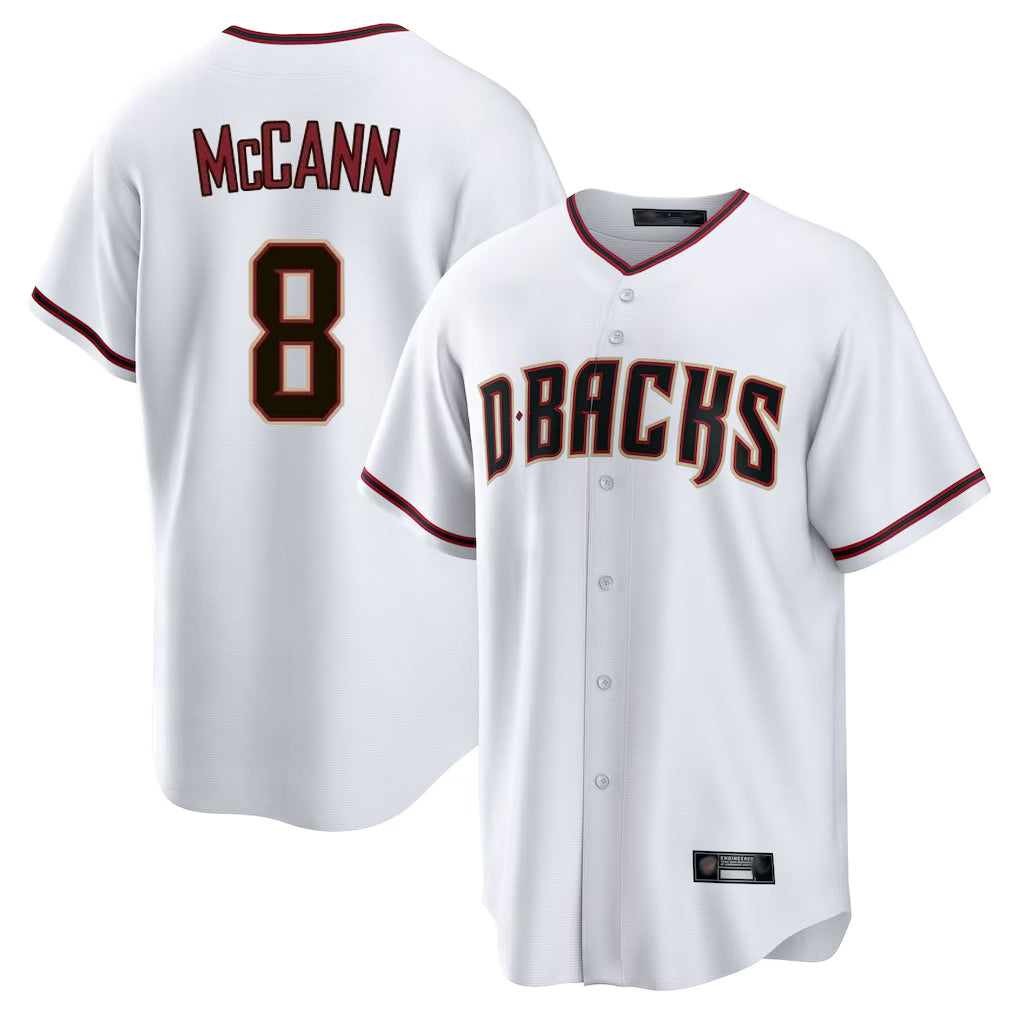 Friene A.Diamondbacks #8 James McCann Player White Home Game Stitched Jerseys