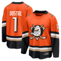 Friene A.Ducks #1 Lukas Dostal Orange Home Breakaway Jerseys