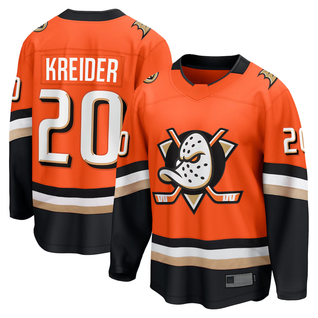 Friene A.Ducks #20 Chris Kreider Orange Home Breakaway Jerseys