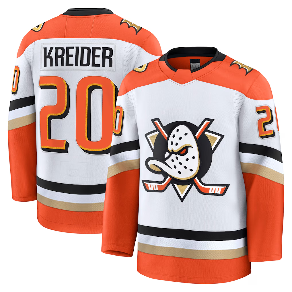 Friene A.Ducks #20 Chris Kreider White Away Premium Jerseys