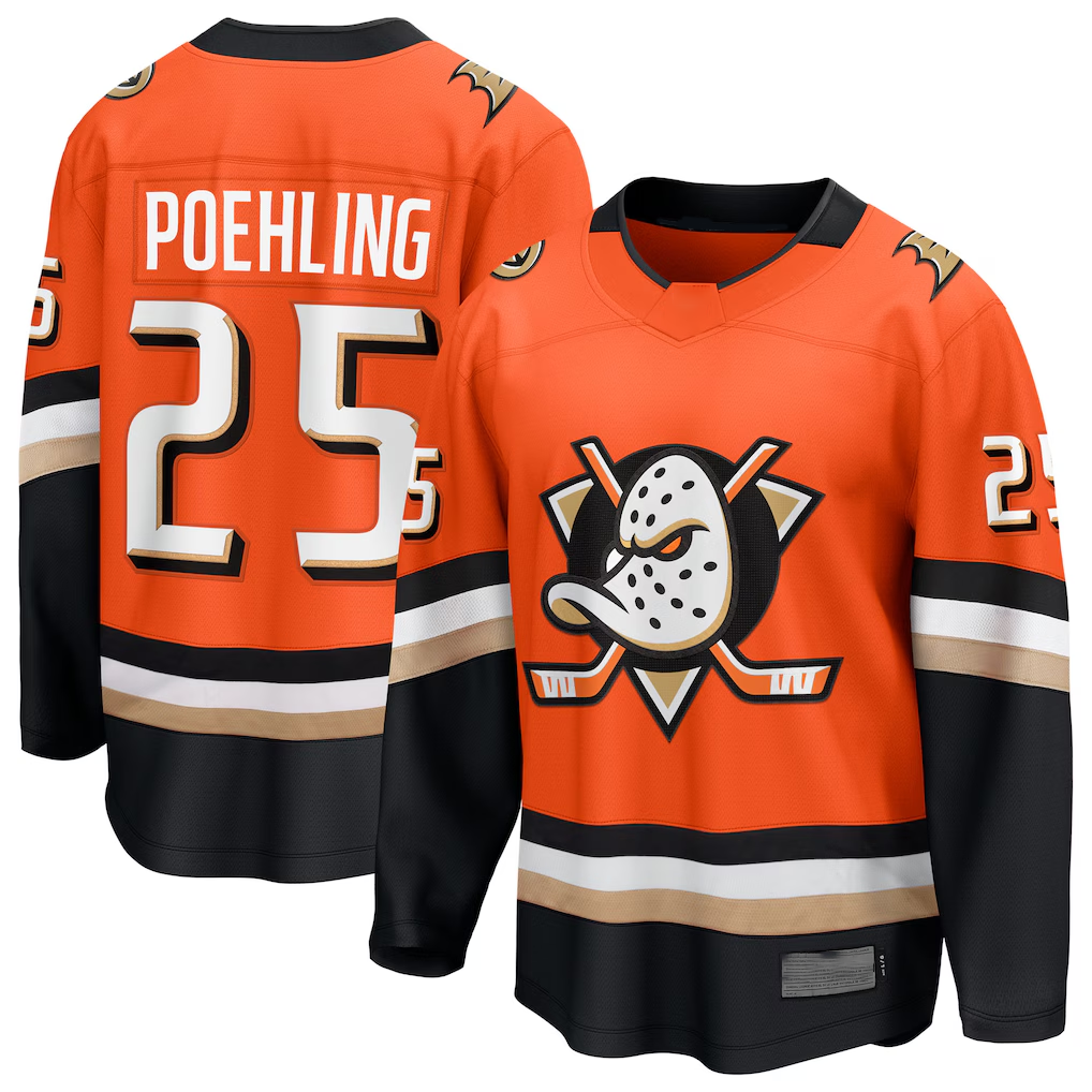 Friene A.Ducks #25 Ryan Poehling Orange Home Breakaway Jerseys