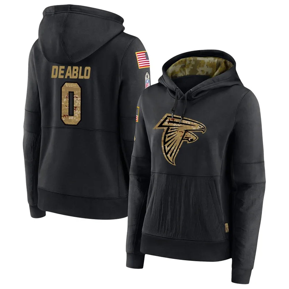 Friene A.Falcons #0 Divine Deablo Player Black Salute to Service Hoodies Stitched Jerseys