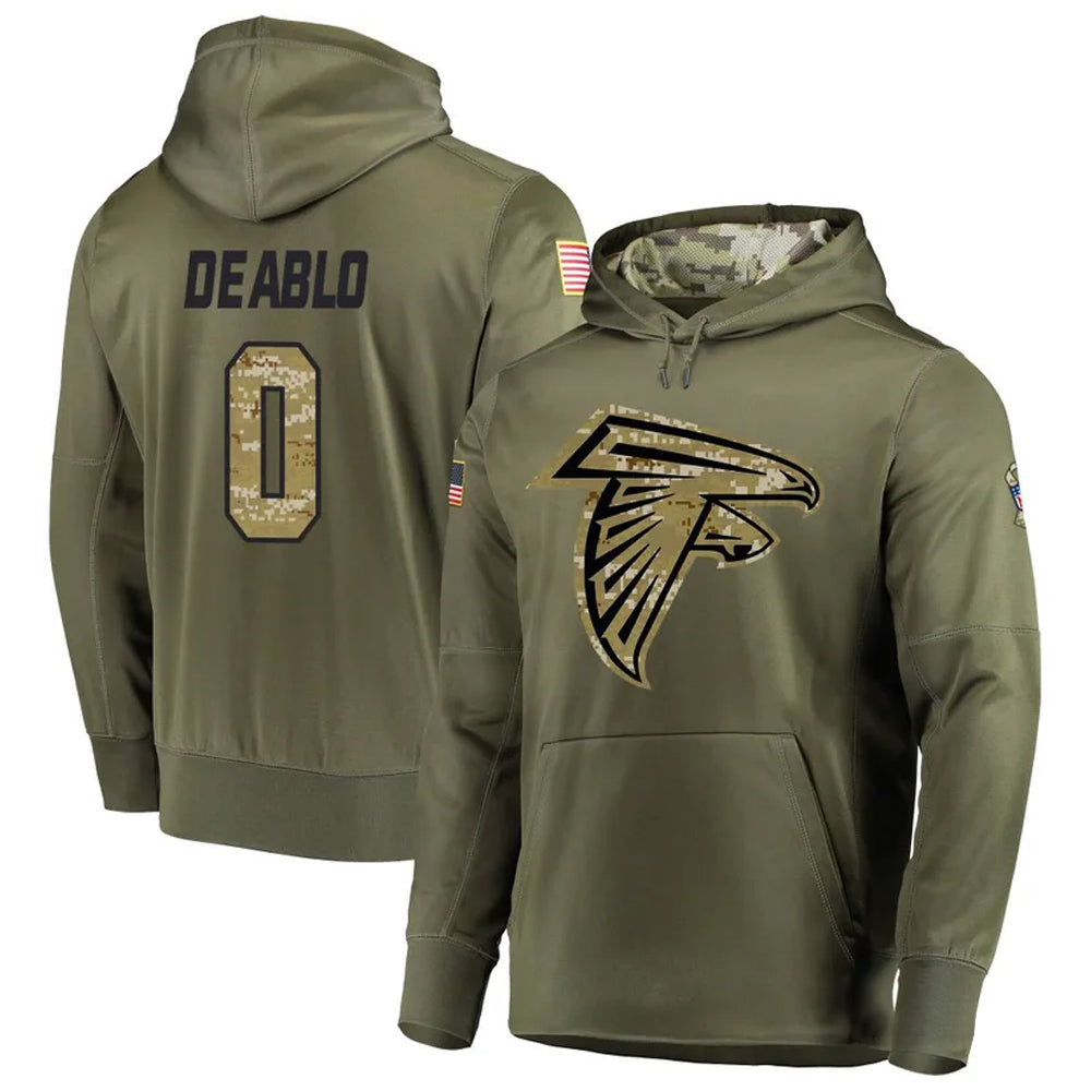 Friene A.Falcons #0 Divine Deablo Player Olive Salute to Service Hoodies Stitched Jerseys
