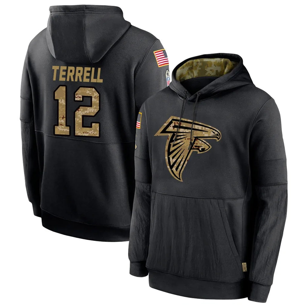 Friene A.Falcons #12 Avieon Terrell Player Black Salute to Service Limited Black Hoodie Stitched Jerseys