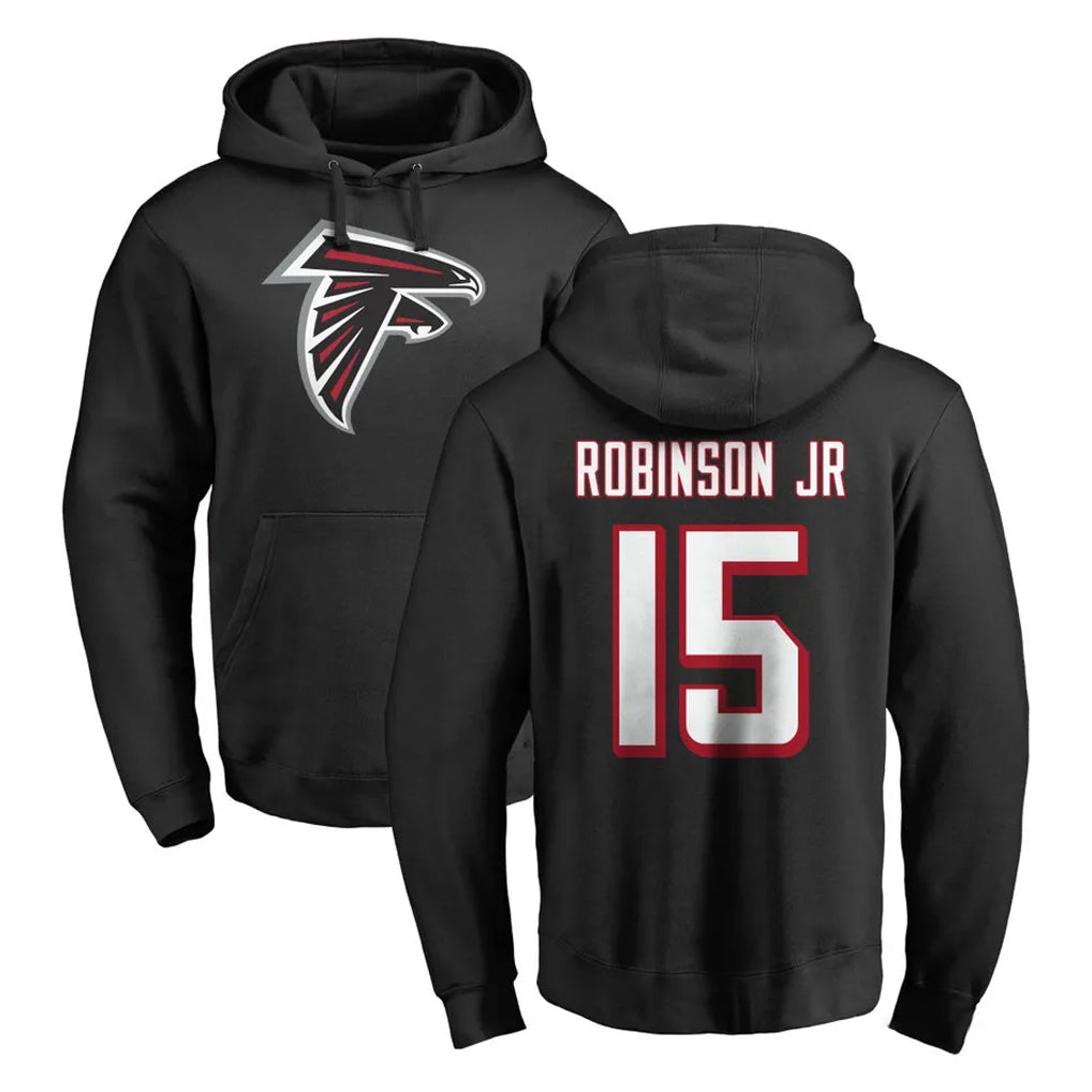 Friene A.Falcons #15 Brian Robinson Player Black LOGO Pullover Hoodies Home Game Stitched Jerseys