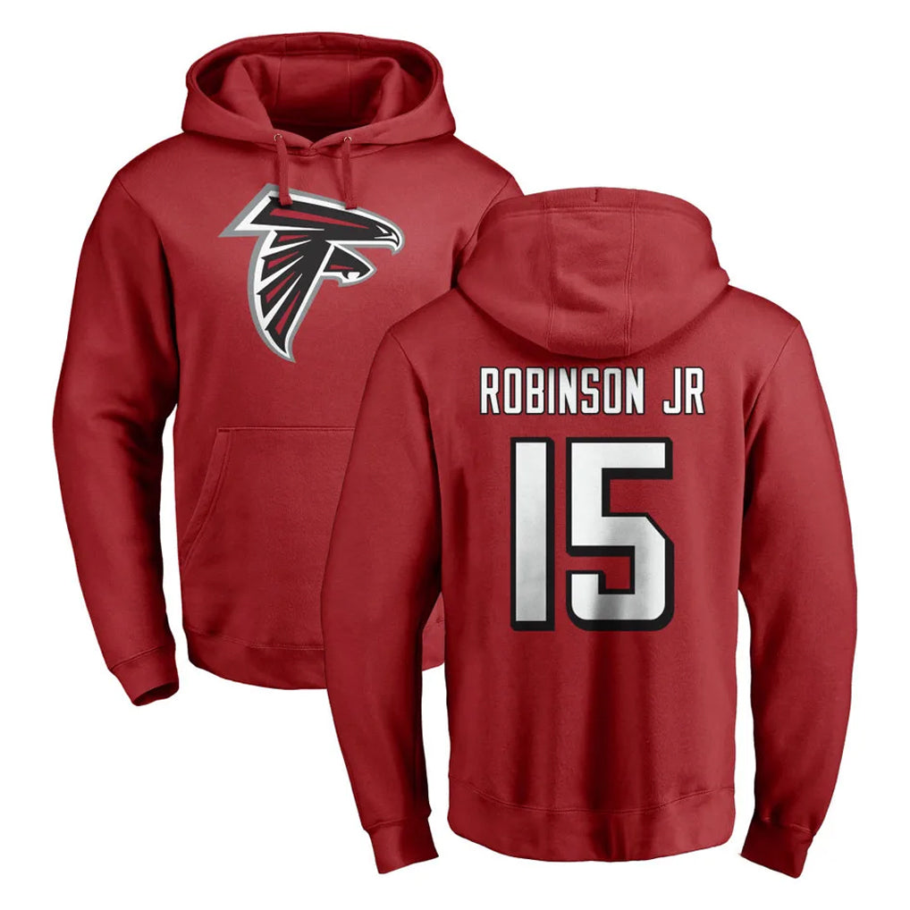 Friene A.Falcons #15 Brian Robinson Player Red Pullover Hoodies Home Game Stitched Jerseys