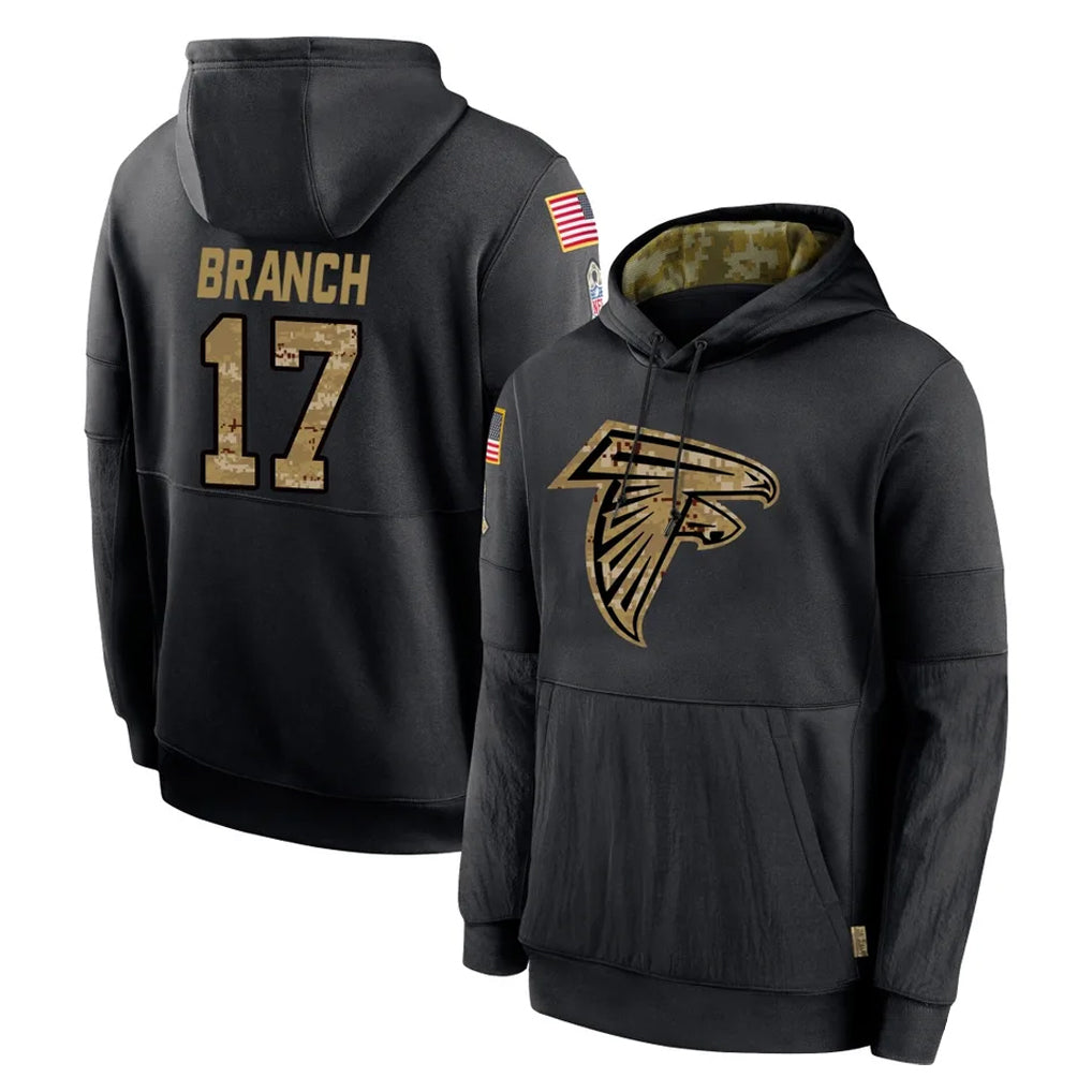 Friene A.Falcons #17 Zachariah Branch Player Black Salute to Service Limited Black Hoodie Stitched Jerseys