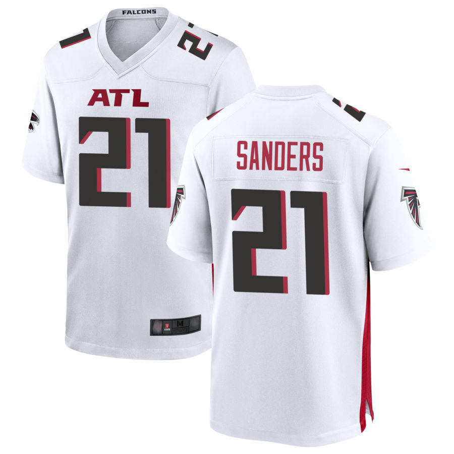 Friene A.Falcons #21 Deion Sanders Player White Home Game Stitched Jerseys