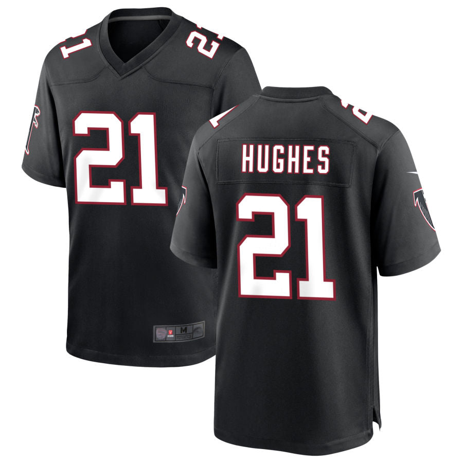 Friene A.Falcons #21 Mike Hughes Player Black Throwback Game Stitched Jerseys