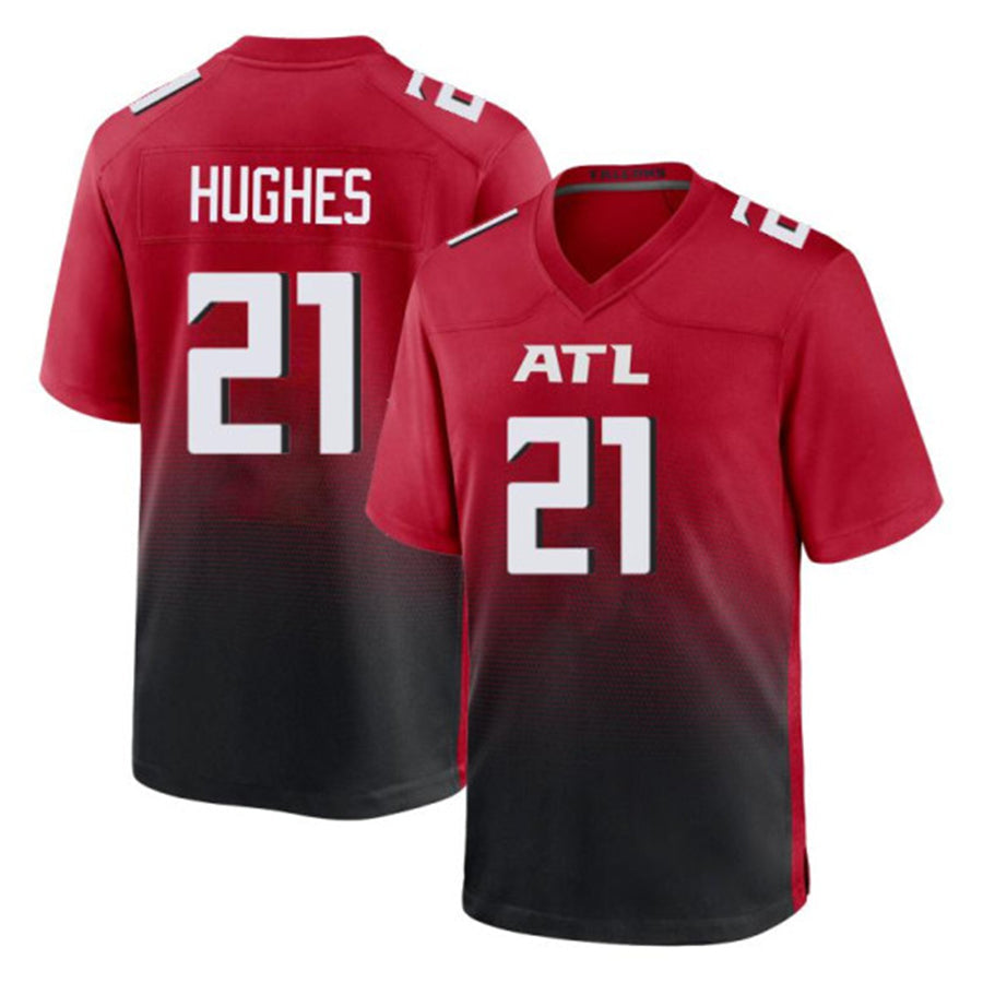 Friene A.Falcons #21 Mike Hughes Player Red Home Game Stitched Jerseys