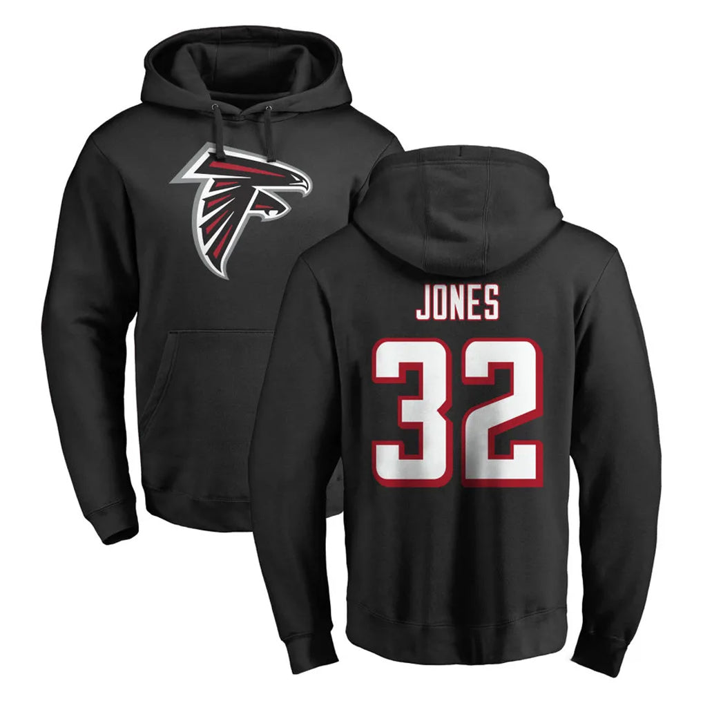 Friene A.Falcons #32 Cash Jones Player Black LOGO Pullover Hoodies Home Game Stitched Jerseys