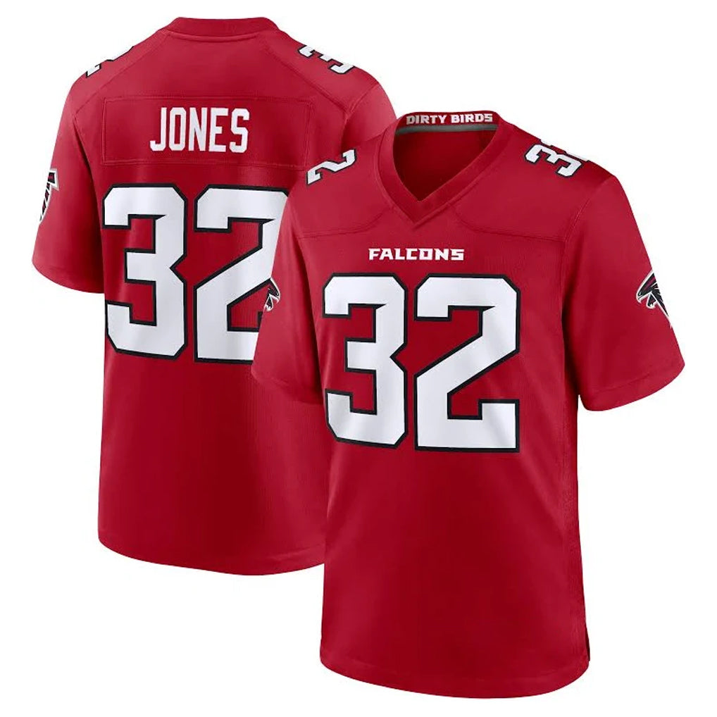 Friene A.Falcons #32 Cash Jones Player Red Team Color Home Game Stitched Jerseys
