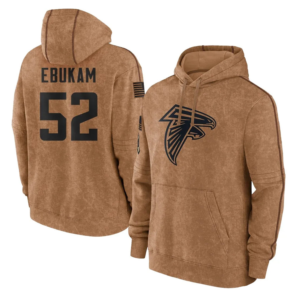 Friene A.Falcons #52 Samson Ebukam Player Brown Salute to Service Club Fleece Hoodie Stitched Jerseys
