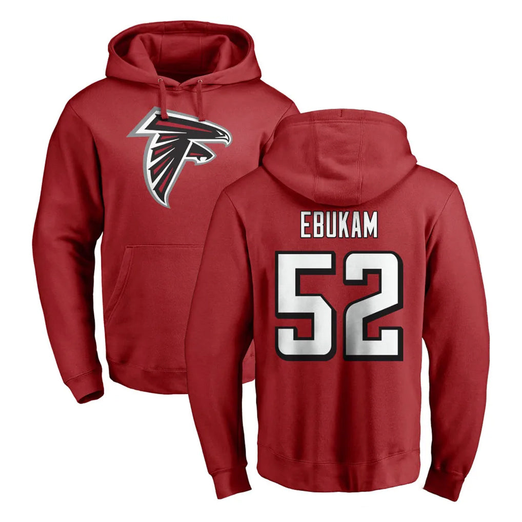 Friene A.Falcons #52 Samson Ebukam Player Red Pullover Hoodies Home Game Stitched Jerseys
