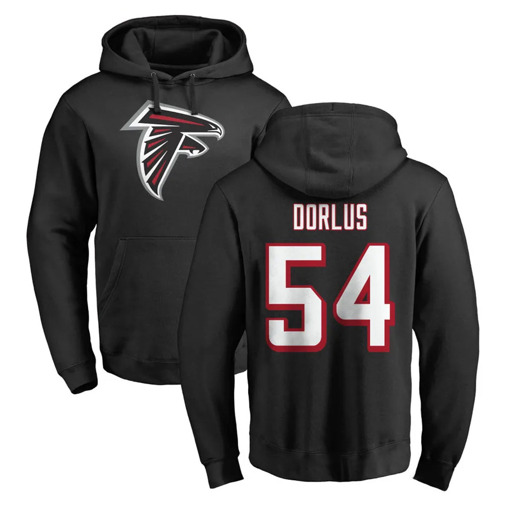 Friene A.Falcons #54 Brandon Dorlus Player Black LOGO Pullover Hoodies Home Game Stitched Jerseys