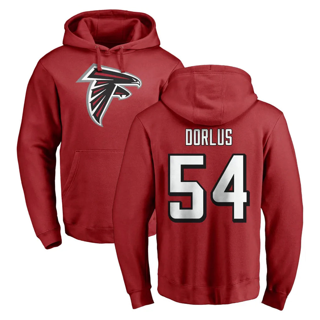 Friene A.Falcons #54 Brandon Dorlus Player Red Pullover Hoodies Home Game Stitched Jerseys