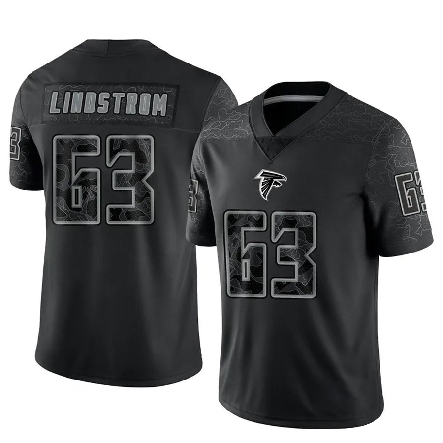 Friene A.Falcons #63 Chris Lindstrom Player Black RFLCTV Limited Stitched Jerseys