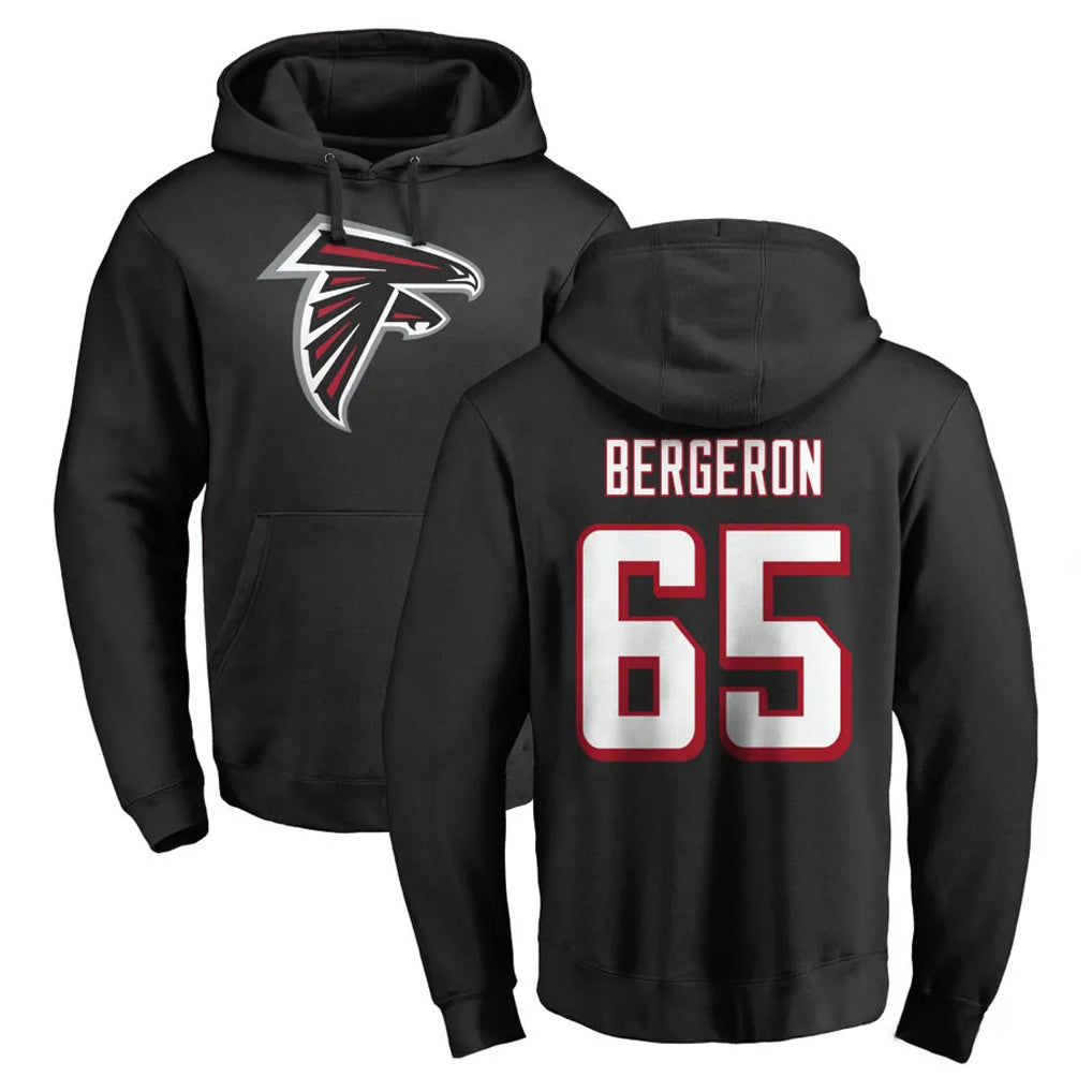 Friene A.Falcons #65 Matthew Bergeron Player Black LOGO Pullover Hoodies Home Game Stitched Jerseys