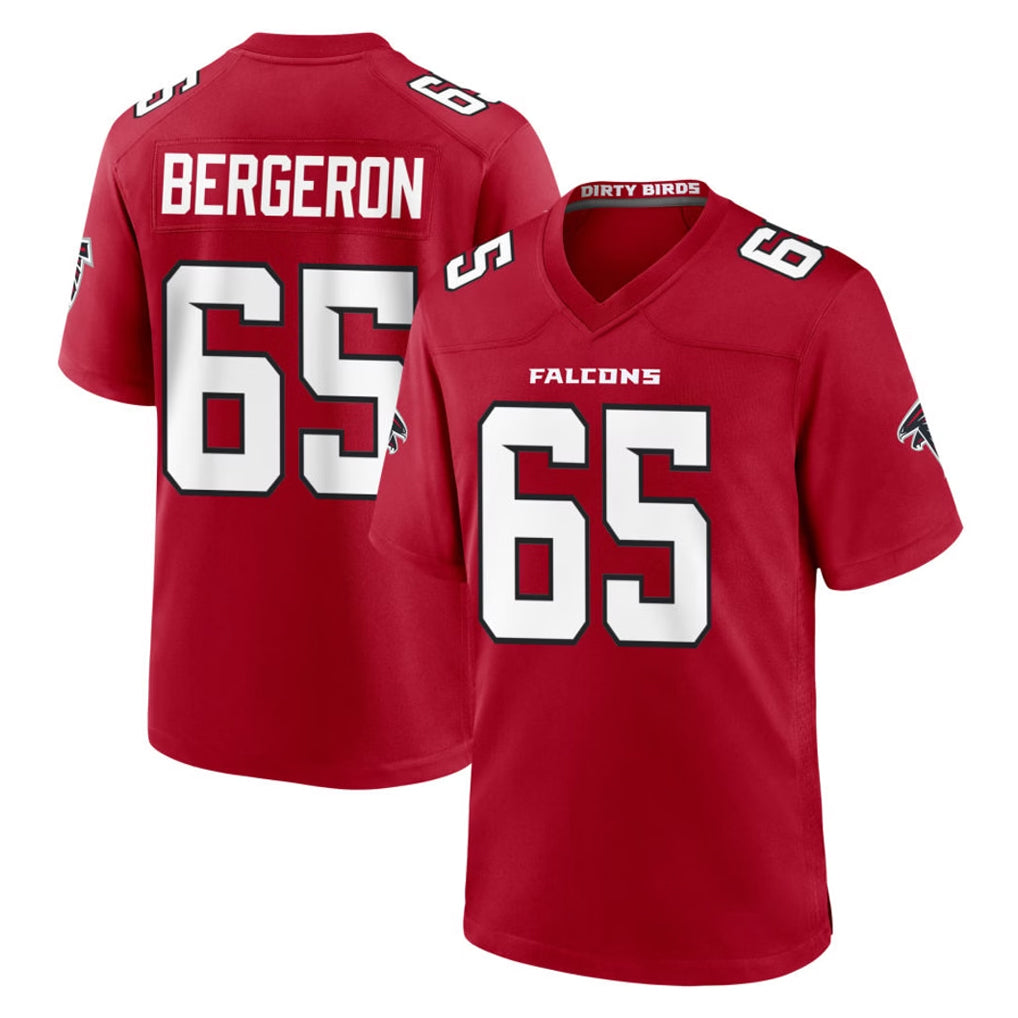 Friene A.Falcons #65 Matthew Bergeron Player Red Team Color Home Game Stitched Jerseys