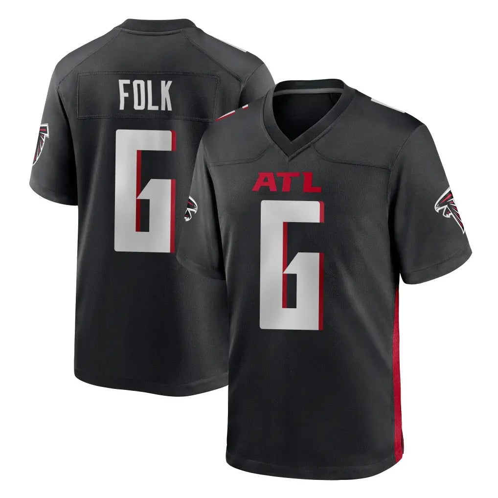 Friene A.Falcons #6 Nick Folk Player Black Home Game Stitched Jerseys