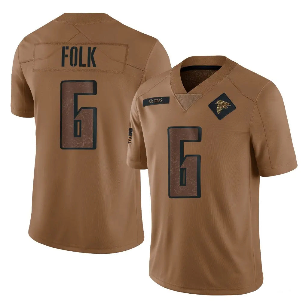 Friene A.Falcons #6 Nick Folk Player Brown Salute To Service Limited Stitched Jerseys