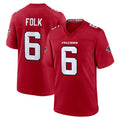 Friene A.Falcons #6 Nick Folk Player Red Team Color Home Game Stitched Jerseys