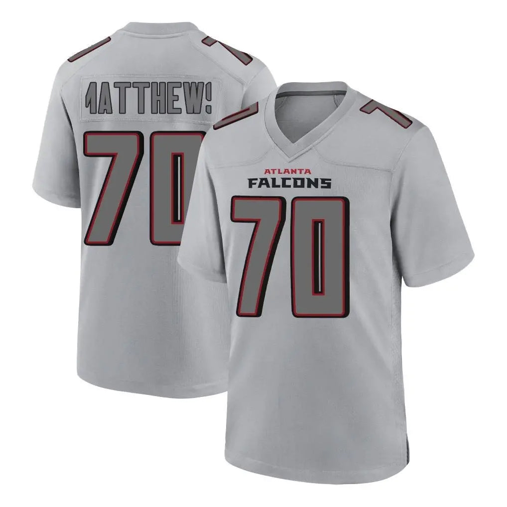 Friene A.Falcons #70 Jake Matthews Branch Player Gray Fashion Home Game Stitched Jerseys