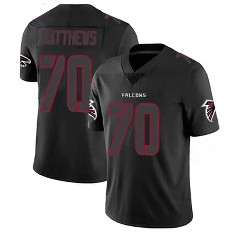 Friene A.Falcons #70 Jake Matthews Player Black Limited Elite Game Stitched Jerseys