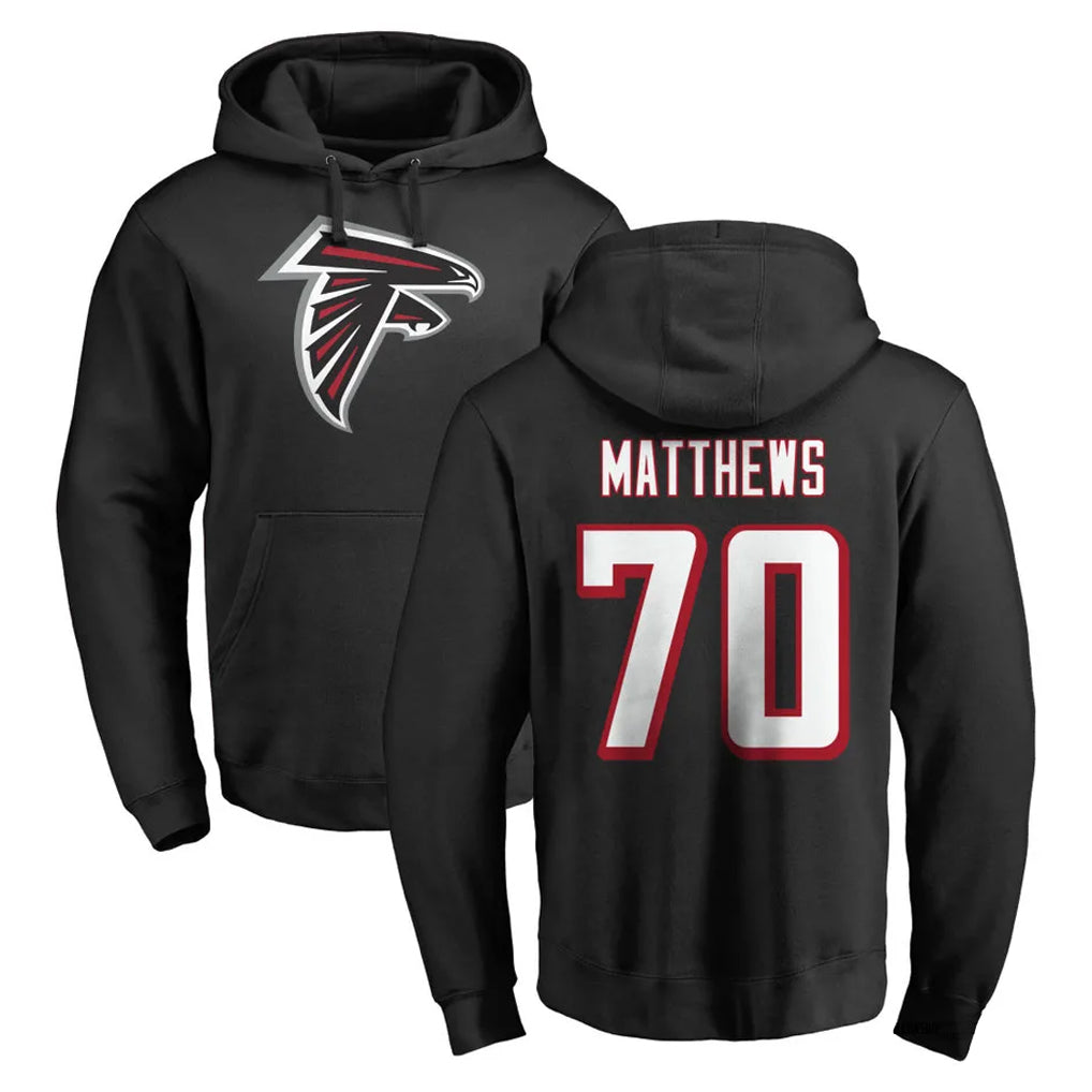 Friene A.Falcons #70 Jake Matthews Player Black Salute to Service Hoodies Stitched Jerseys